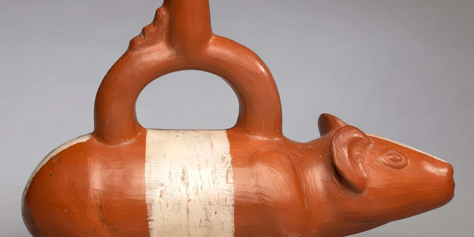 A pre-Columbian or Inka ceramic vessel shaped as a guinea pig