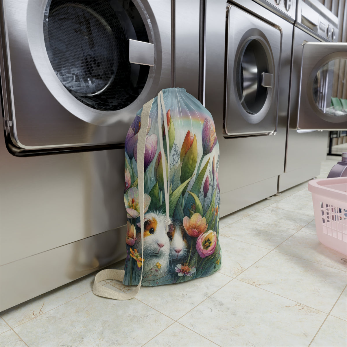 Tulips in the Rain Guinea Pig Laundry Bag