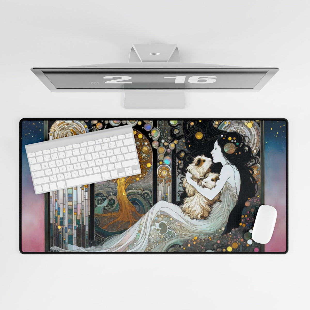 Lady with Piggies Desk Mat