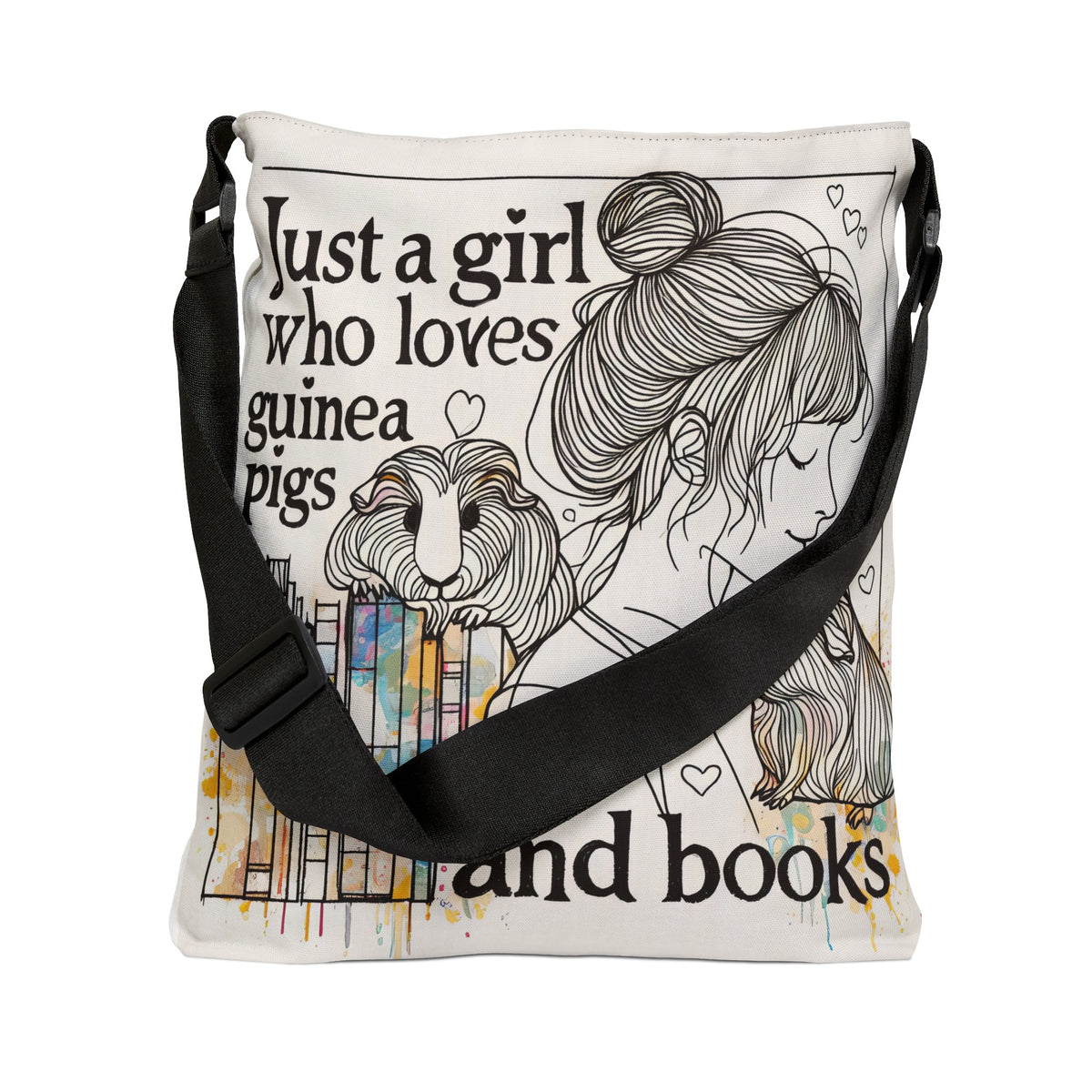 Just a Girl who Loves Guinea Pigs and Books Tote Bag - Style BG2P