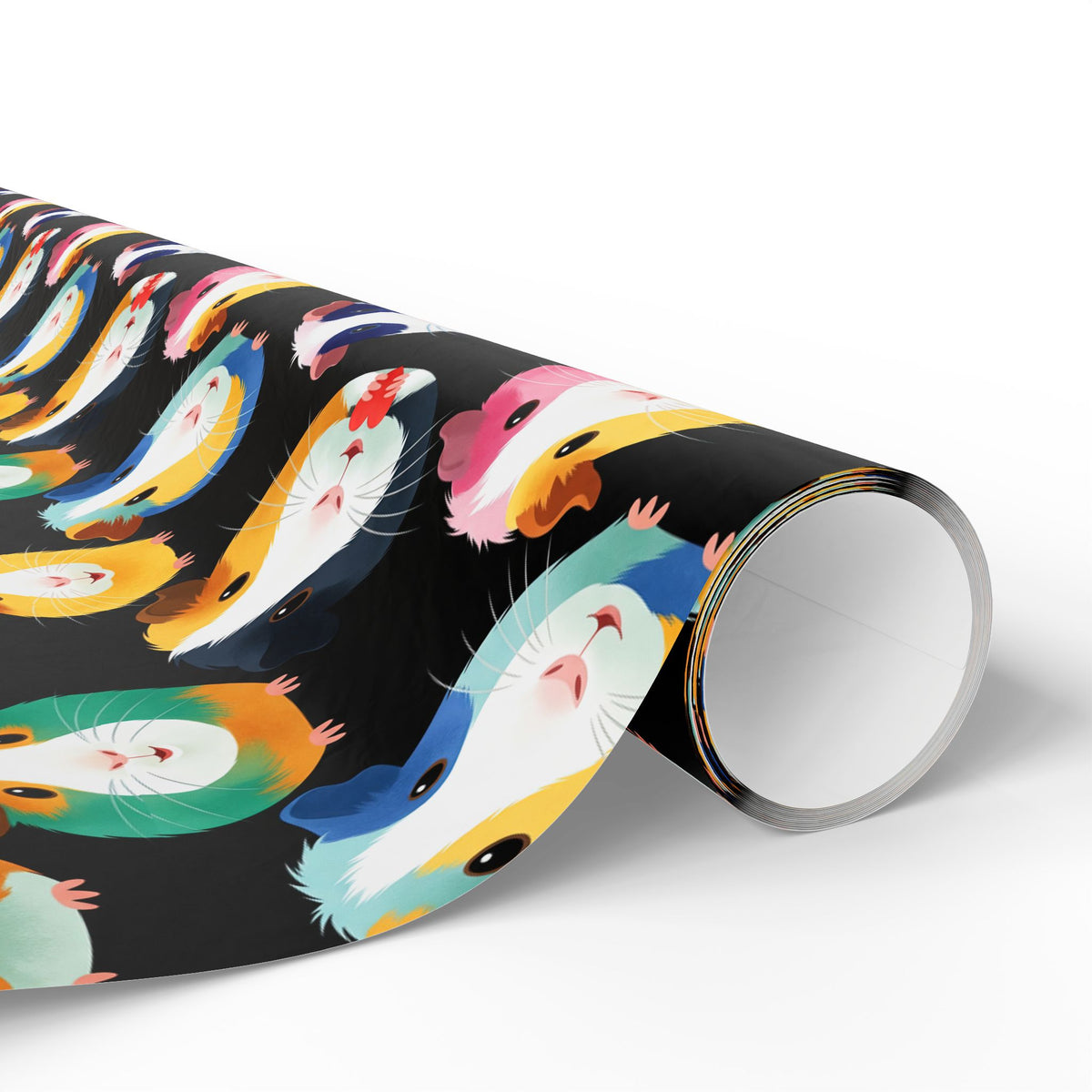 Poppin' Piggy on Black Gift Wrapping Paper