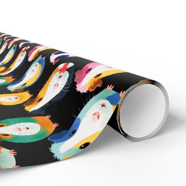 Poppin' Piggy on Black Gift Wrapping Paper