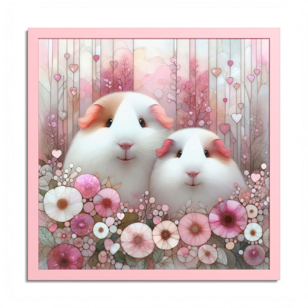 Pink Petal Piggies Framed Guinea Pig Wall Art