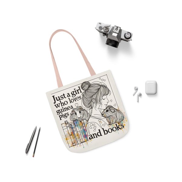 Just a Girl Who Loves Guinea Pigs and Books Canvas Tote - Style BG2P
