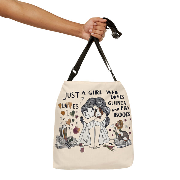 Just a Girl who Loves Guinea Pigs and Books Tote Bag - Style HD2P