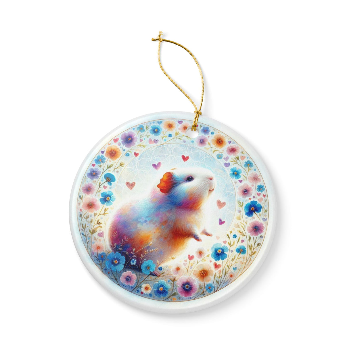 Wheekheart Bloom Guinea Pig Ceramic Ornament