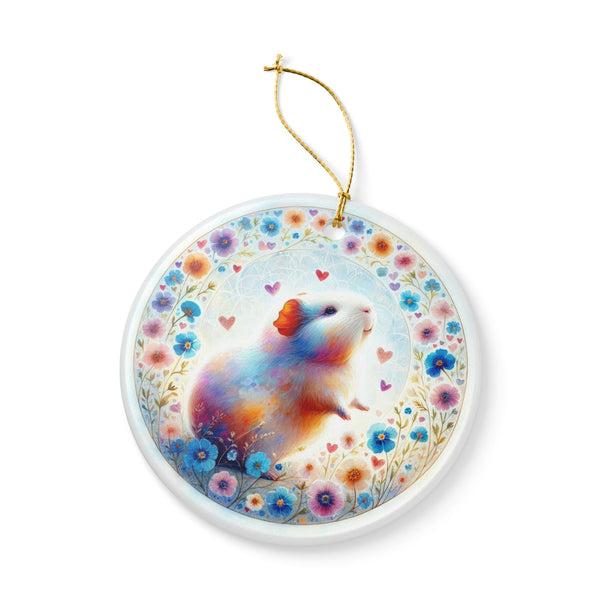 Wheekheart Bloom Guinea Pig Ceramic Ornament