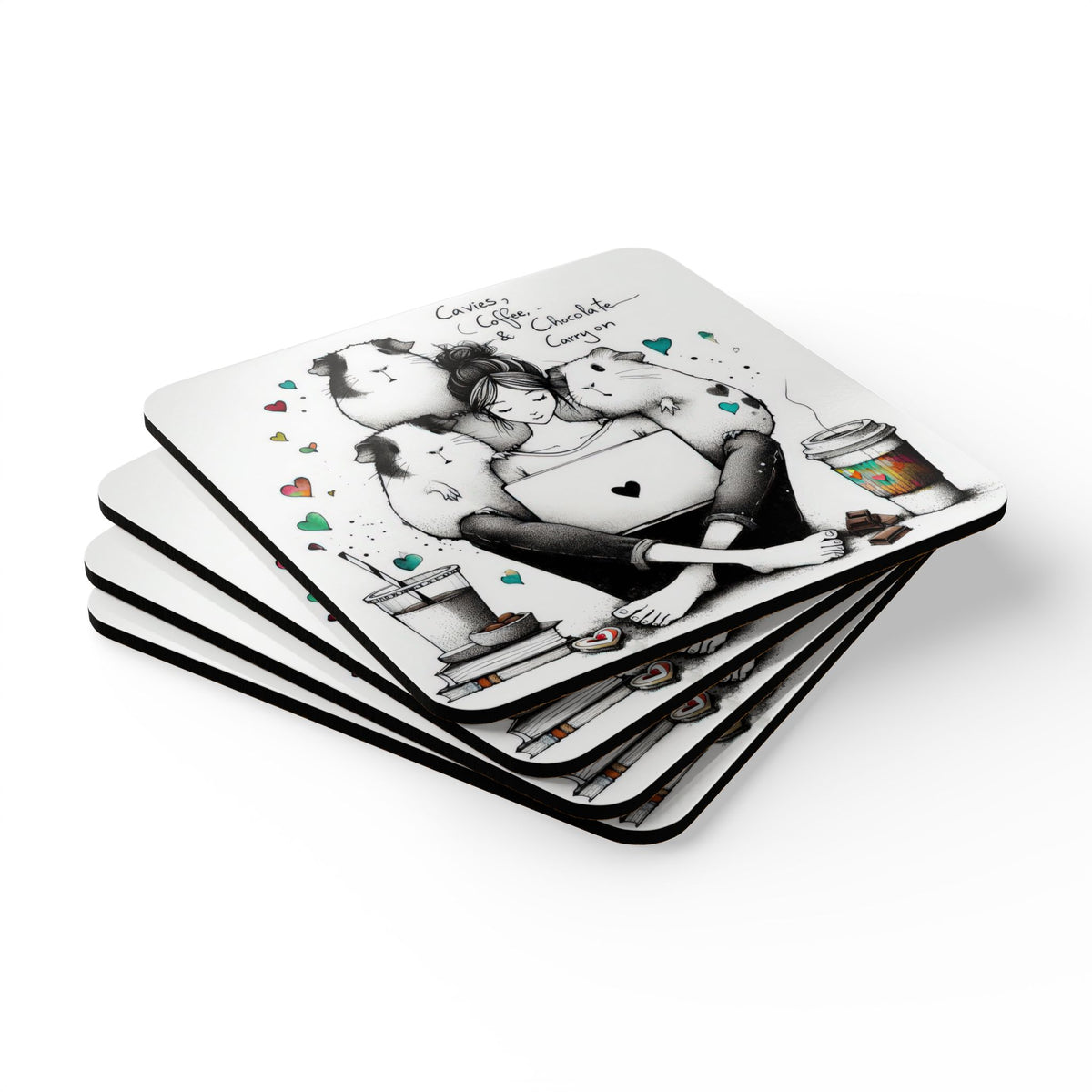 Corkwood Coaster Set: Cavies, Coffee, & Chocolate - Carry On