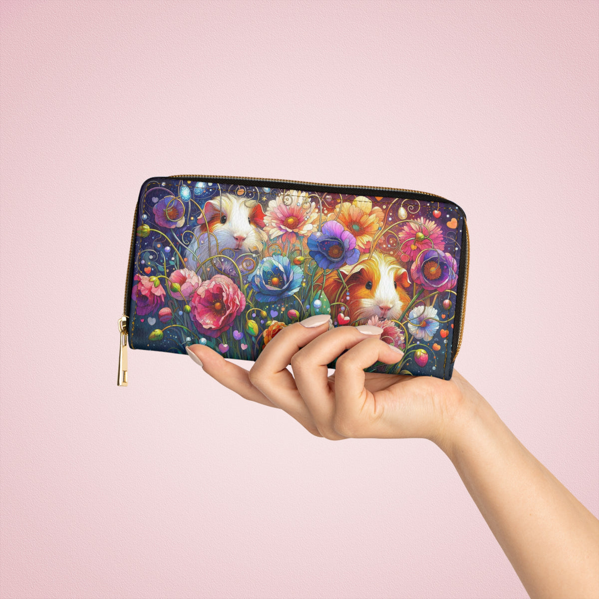 Wild Cavy Bouquet Zippered Wallet