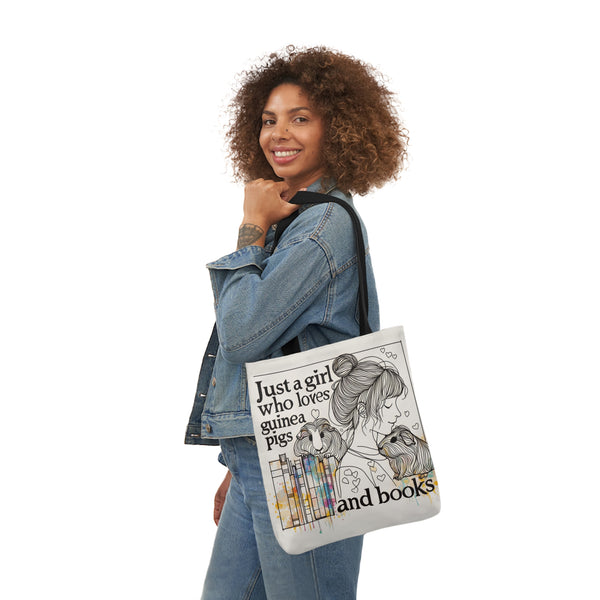 Just a Girl Who Loves Guinea Pigs and Books Canvas Tote - Style BG2P