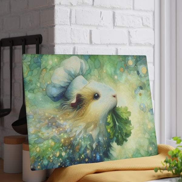 Piggy Nibbling Glass Guinea Pig Cutting Board