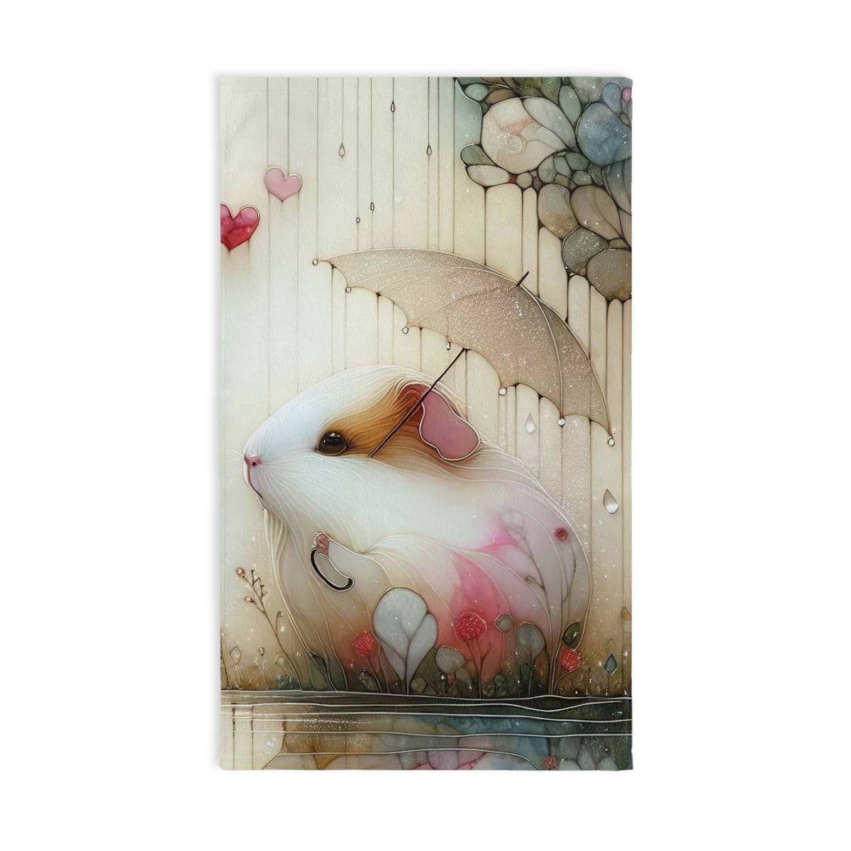 Cute Guinea Pig Hand Towel with Umbrella Design - Perfect for Animal Lovers and Home Decor