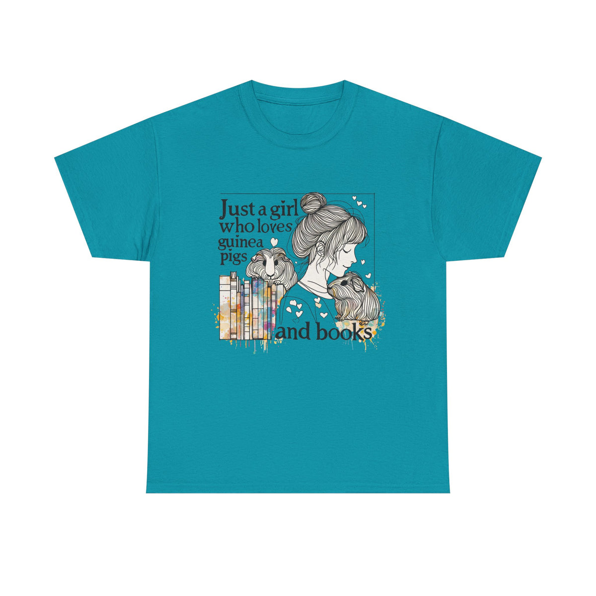 Just a Girl Who Loves Guinea Pigs and Books - Unisex Heavy Cotton Tee - Style BG2P