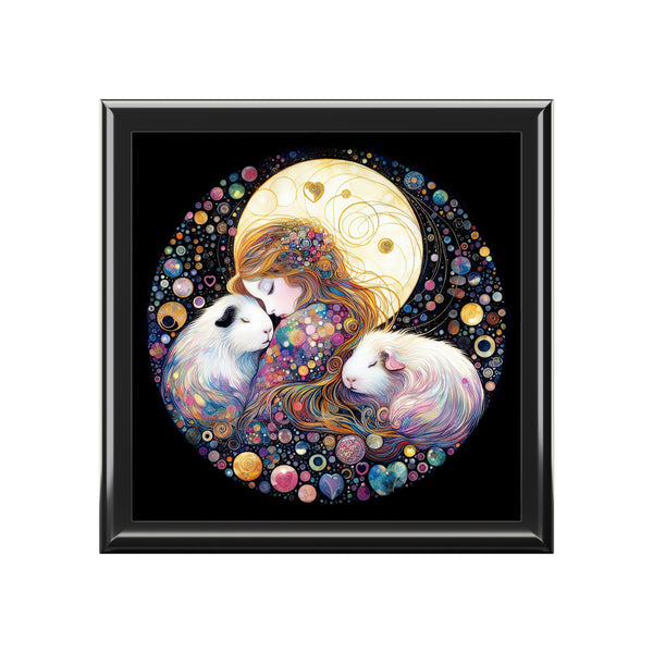 Sleeping Girl with Sleeping Piggies Keepsake Jewelry Box