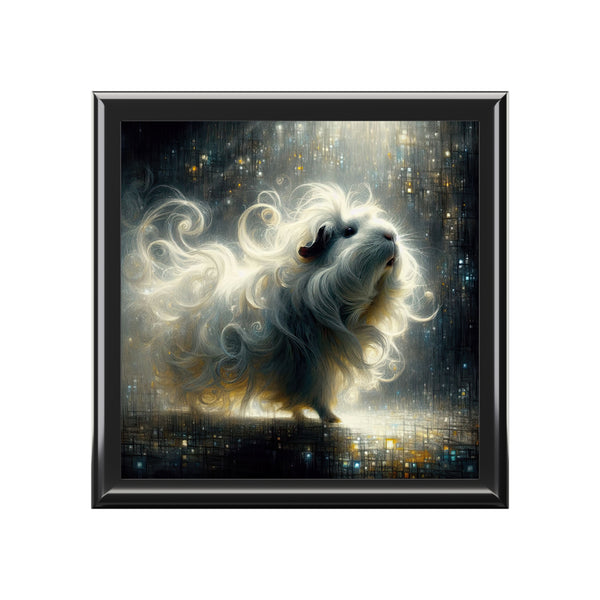 White Piggy on Black Guinea Pigs Keepsake Box