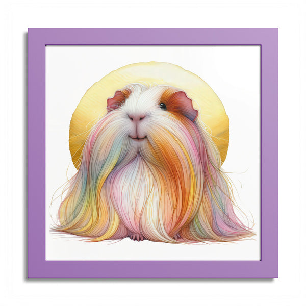 Sun-Blessed Cavy Guinea Pig Framed Art Print in Lilac Frame