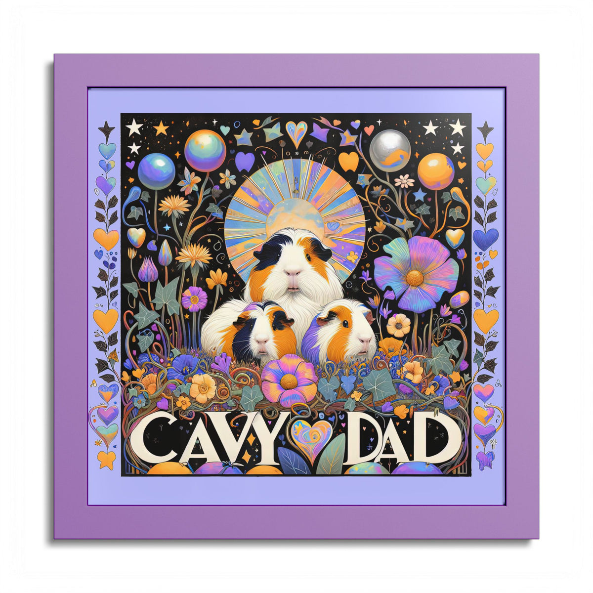 Cavy Dad Trio Framed Guinea Pig Art Print