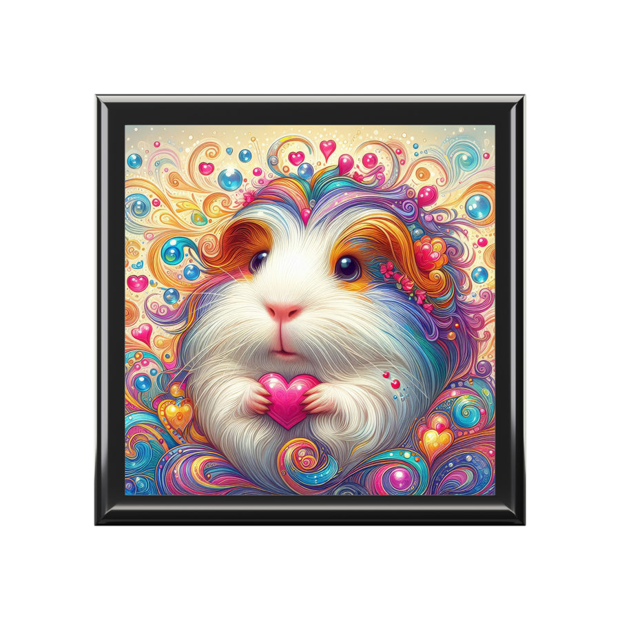Piggy Pop Love Swirl Guinea Pig Jewelry Box in Ebony Black