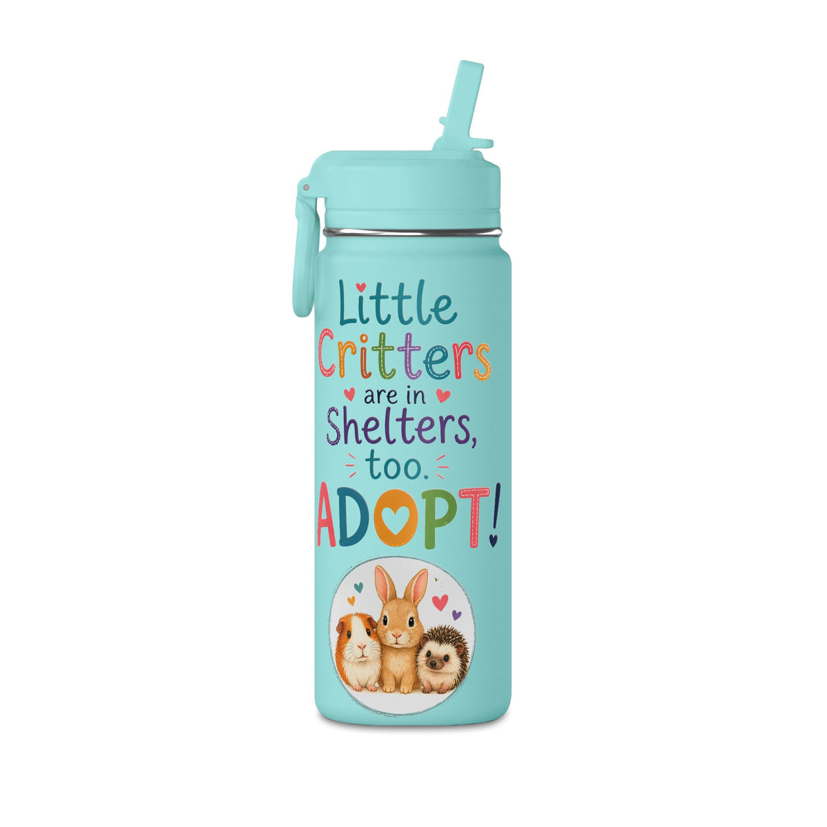 Little Critters In Shelters Too - 20oz Kids Straw Bottle