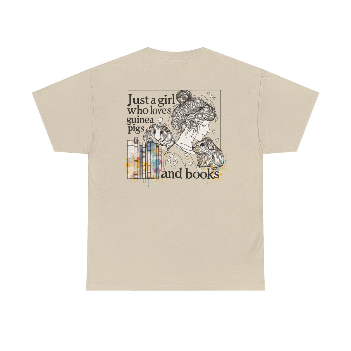 Just a Girl Who Loves Guinea Pigs and Books - Unisex Heavy Cotton Tee - Style BG2P