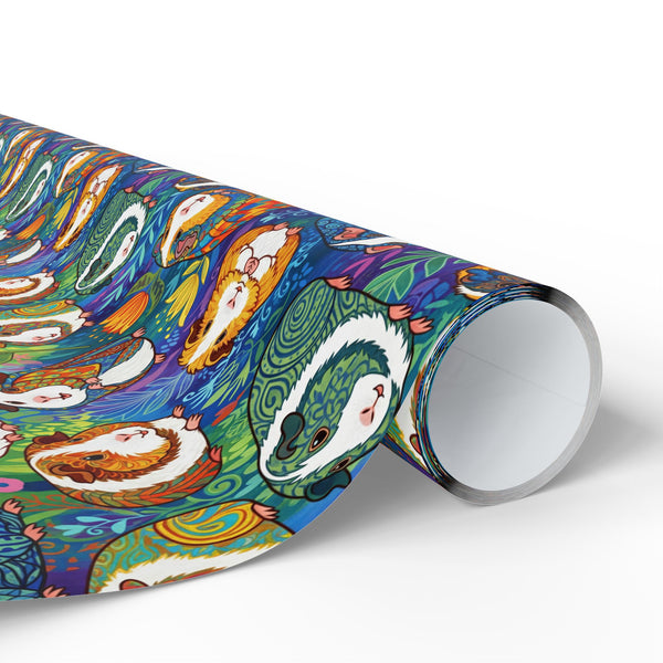 Blue Paisley Piggy - Guinea Pig Wrapping Paper
