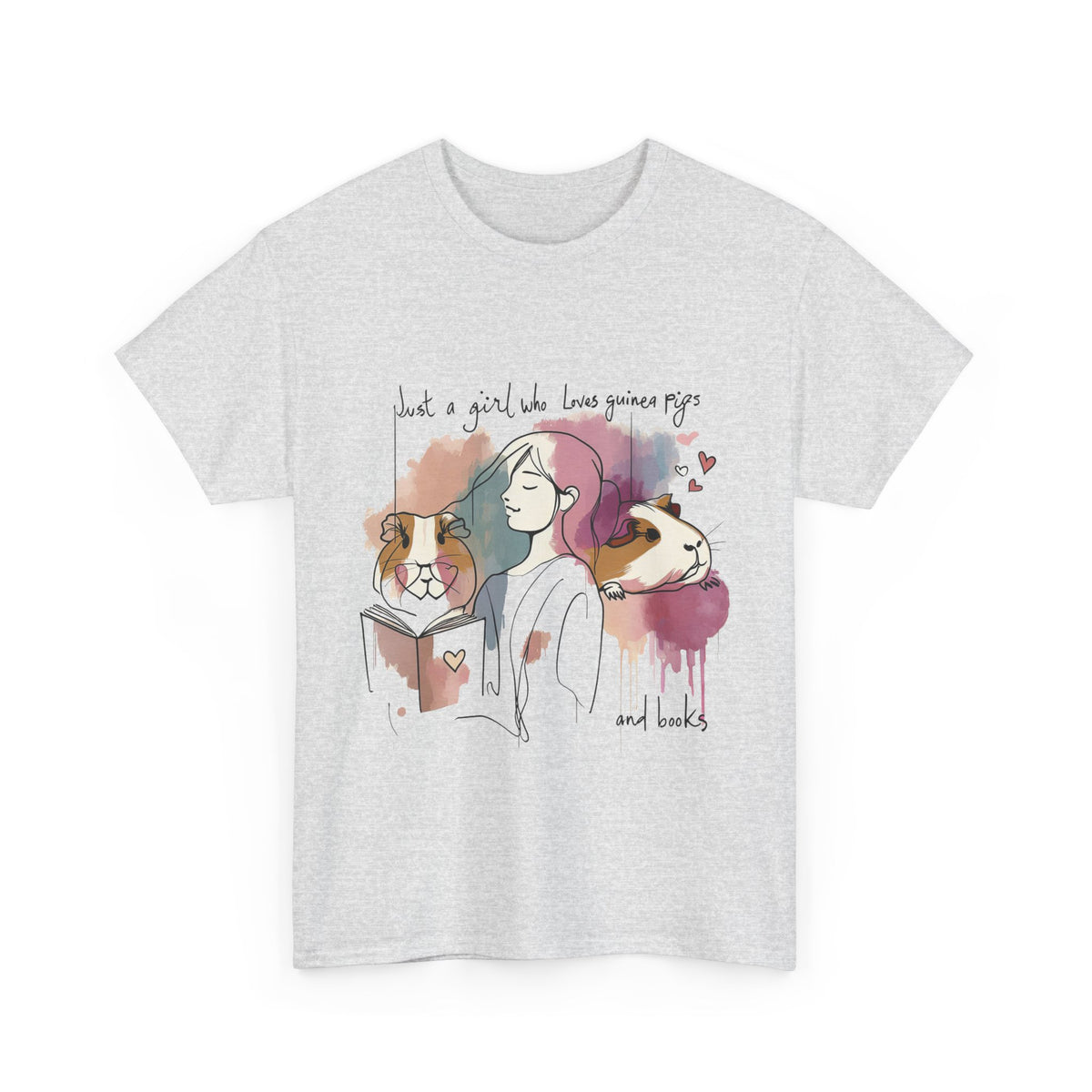Just a Girl Who Loves Guinea Pigs and Books - Unisex Heavy Cotton Tee - Style SP2P