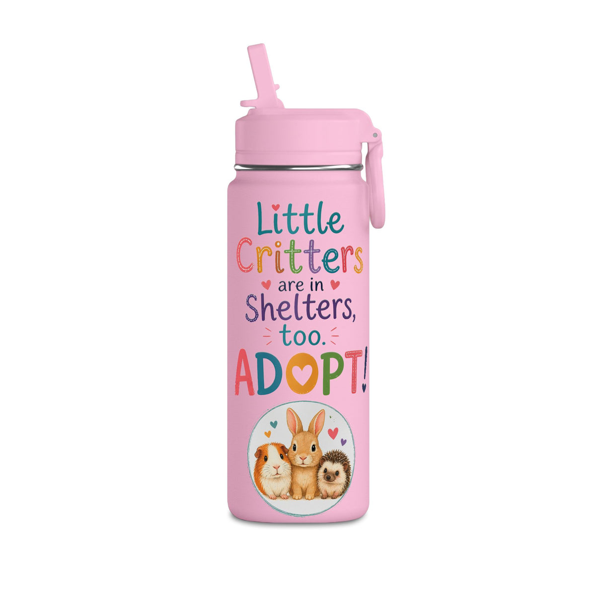 Little Critters In Shelters Too - 20oz Kids Straw Bottle