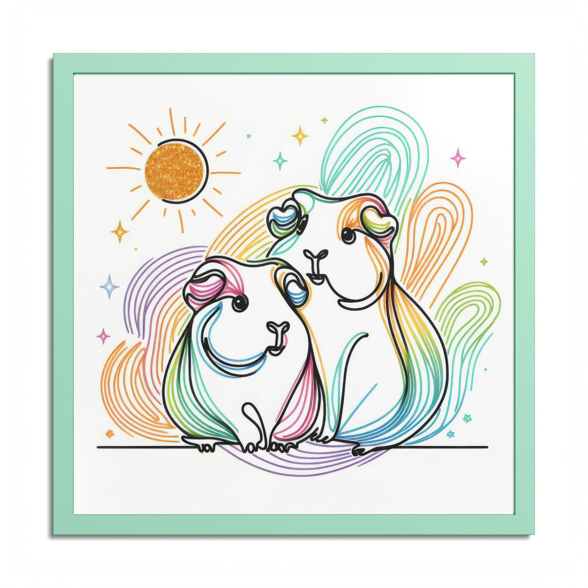 Sunny Piggy Vibes Framed Guinea Pig Wall Art