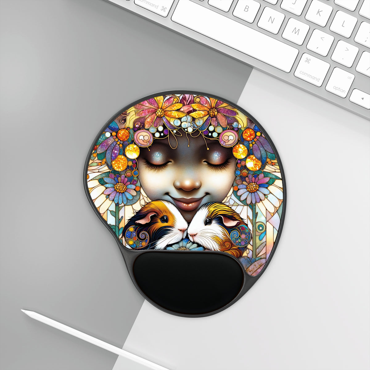 White Aura Girl Piggy Pad With Wrist Rest