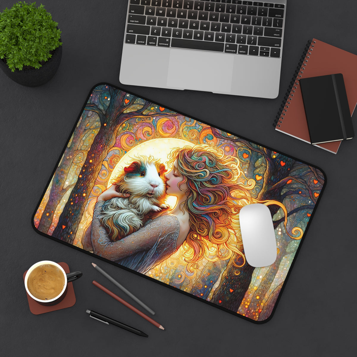 Whimsical Desk Mat with Enchanted Forest Design, Home Office Decor, Gift for Animal Lovers, Artistic Mouse Pad, Unique Work Station [...]