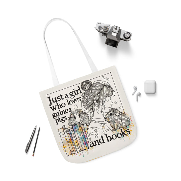 Just a Girl Who Loves Guinea Pigs and Books Canvas Tote - Style BG2P
