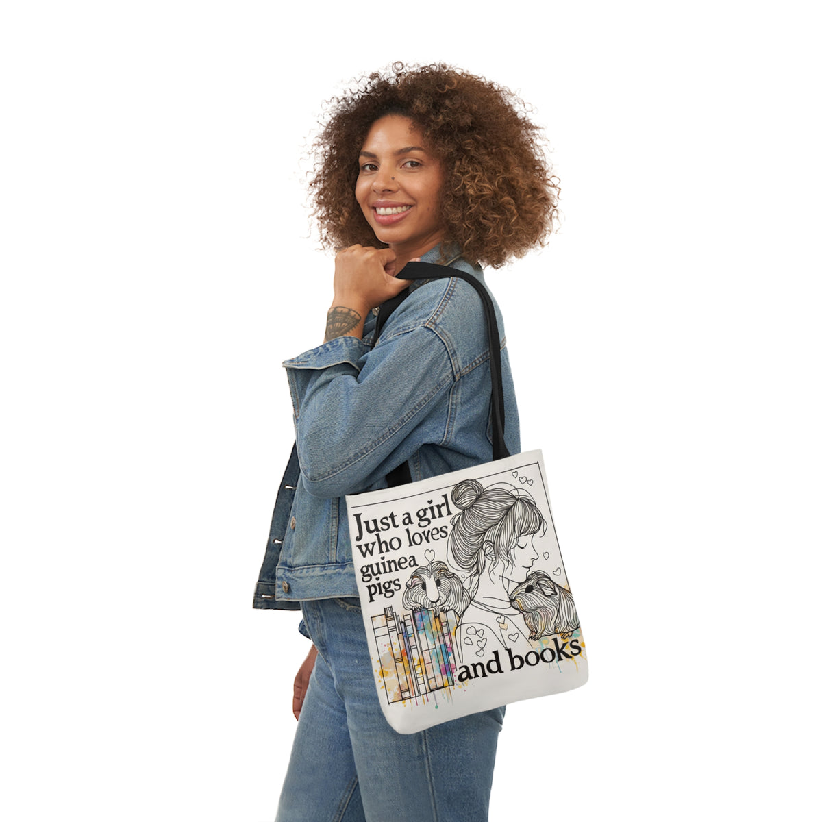 Just a Girl Who Loves Guinea Pigs and Books Canvas Tote - Style BG2P