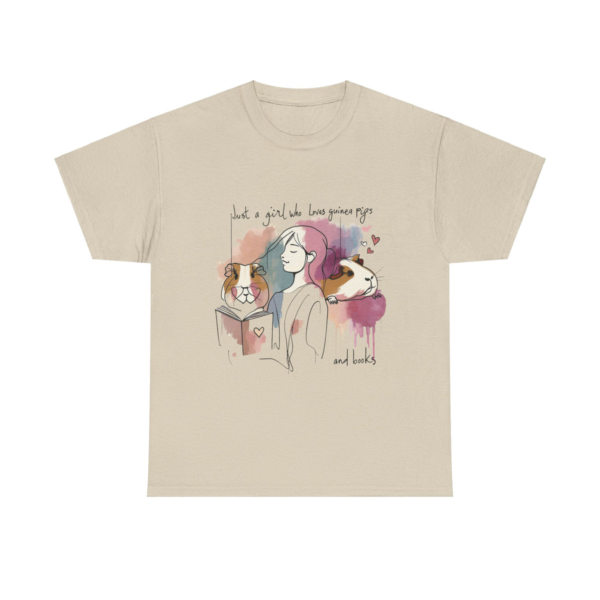 Just a Girl Who Loves Guinea Pigs and Books - Unisex Heavy Cotton Tee - Style SP2P
