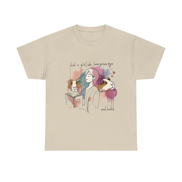 Just a Girl Who Loves Guinea Pigs and Books - Unisex Heavy Cotton Tee - Style SP2P
