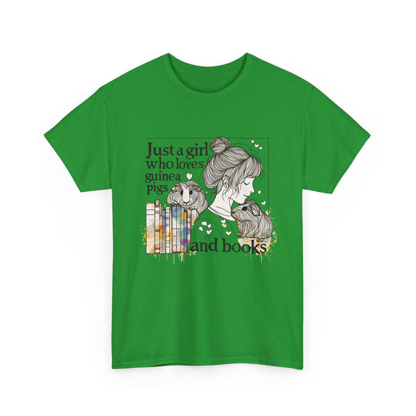 Just a Girl Who Loves Guinea Pigs and Books - Unisex Heavy Cotton Tee - Style BG2P