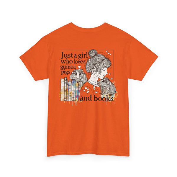 Just a Girl Who Loves Guinea Pigs and Books - Unisex Heavy Cotton Tee - Style BG2P