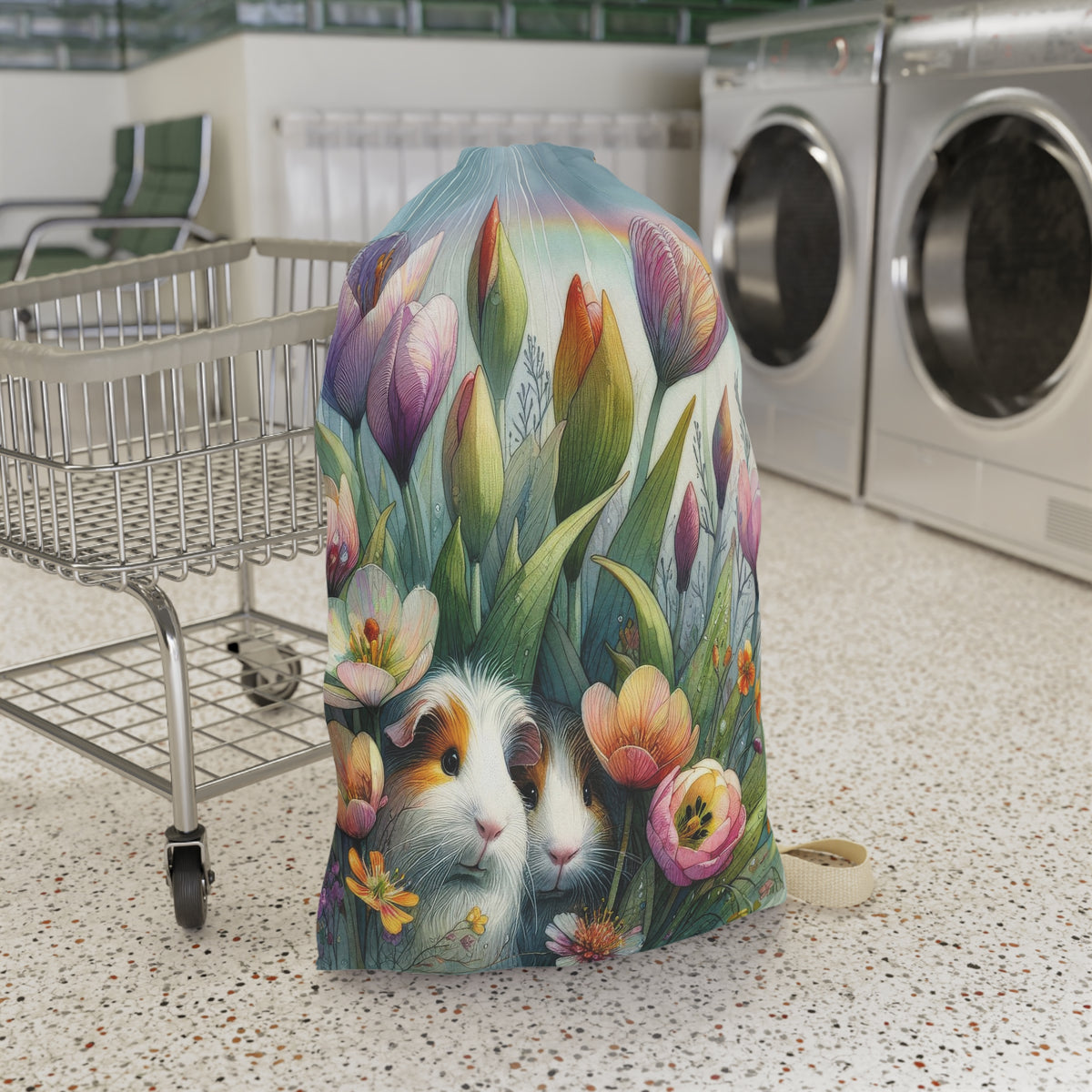 Tulips in the Rain Guinea Pig Laundry Bag