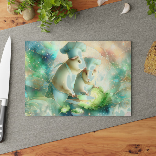 Piggy Chefs Guinea Pig Glass Cutting Board