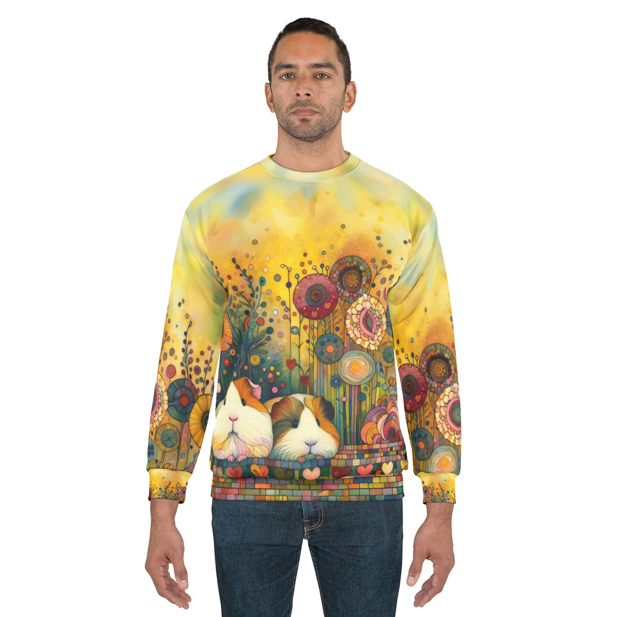 Colorful Guinea Pig Sweatshirt | Cozy AOP Pet Lover Apparel, Gift for Animal Lovers, Cute Casual Wear, Unique Animal Art