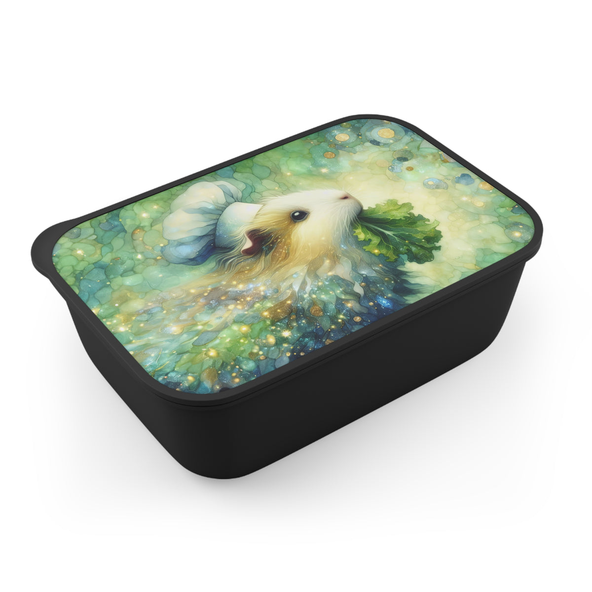Lettuce Chef Cavy Bento Box with Band and Utensils