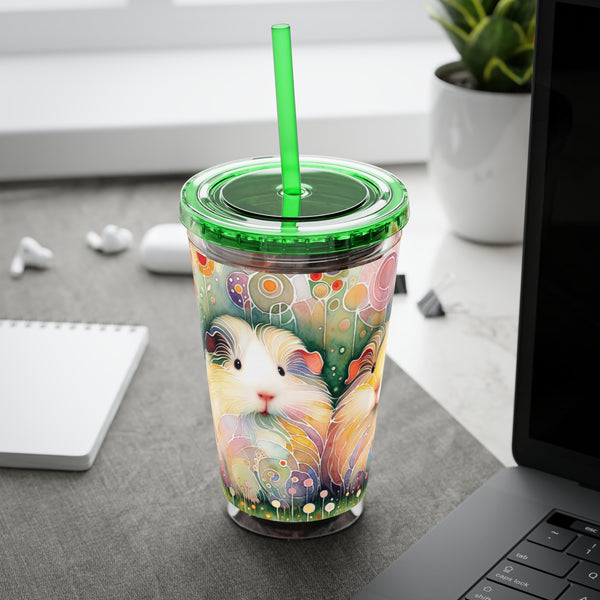 Summer Piggy Pops Guinea Pig Tumbler with Straw