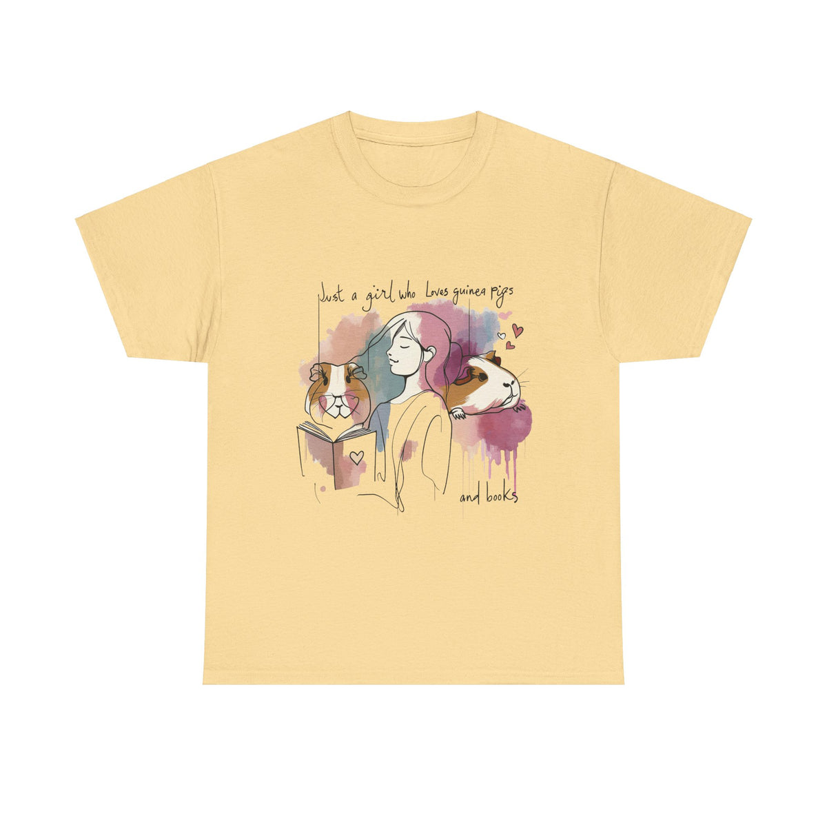 Just a Girl Who Loves Guinea Pigs and Books - Unisex Heavy Cotton Tee - Style SP2P