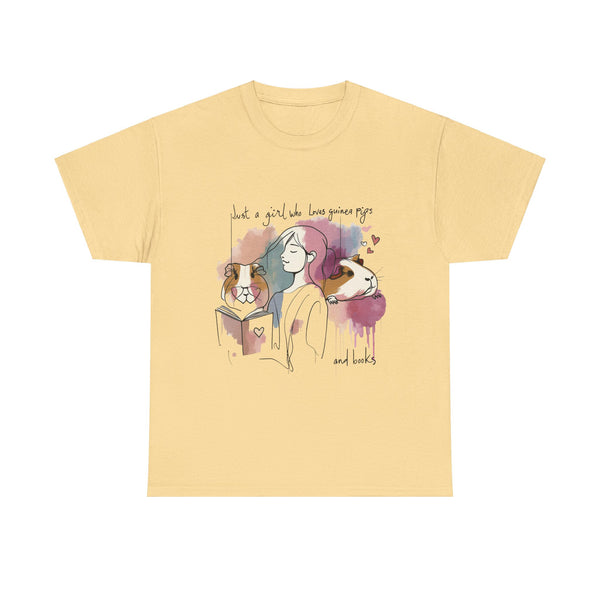 Just a Girl Who Loves Guinea Pigs and Books - Unisex Heavy Cotton Tee - Style SP2P