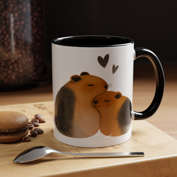Cute Guinea Pig Couple Coffee Mug, Animal Lover Gift, Sweetheart Mug, Valentine’s Day Coffee Cup, Pet Lover Collectible