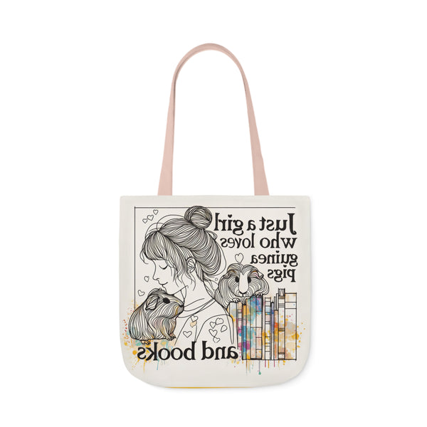 Just a Girl Who Loves Guinea Pigs and Books Canvas Tote - Style BG2P