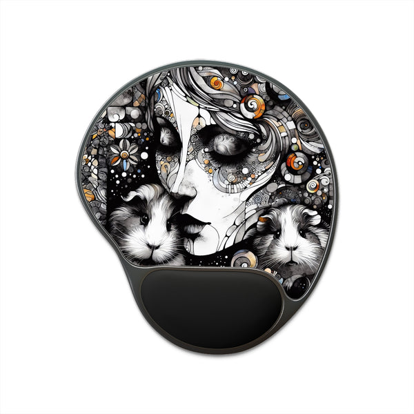Black and White Fantasy Piggy Pad With Wrist Rest