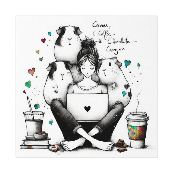 Guinea Pig Poster - Cavies, Coffee, & Chocolate Carry On
