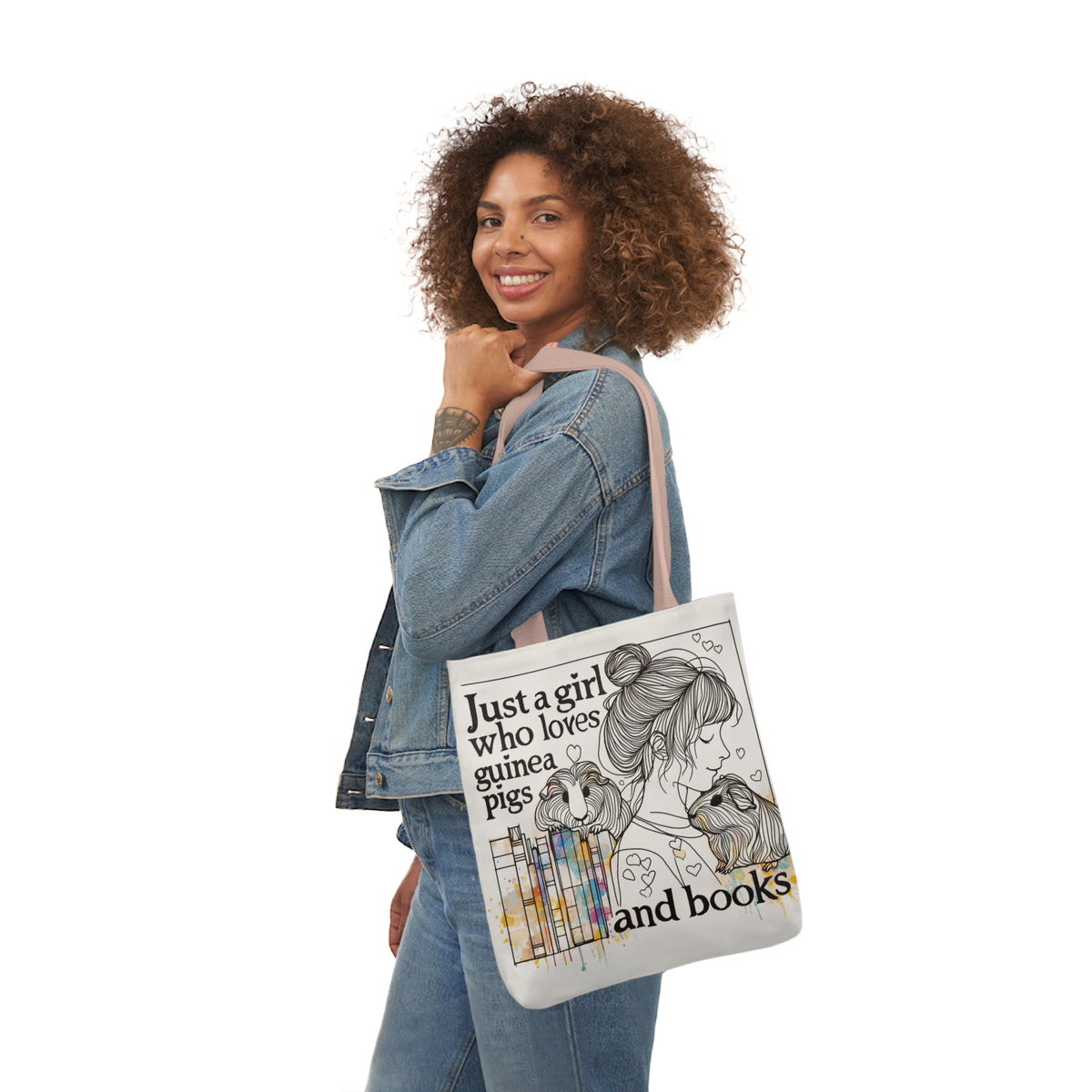 Just a Girl Who Loves Guinea Pigs and Books Canvas Tote - Style BG2P