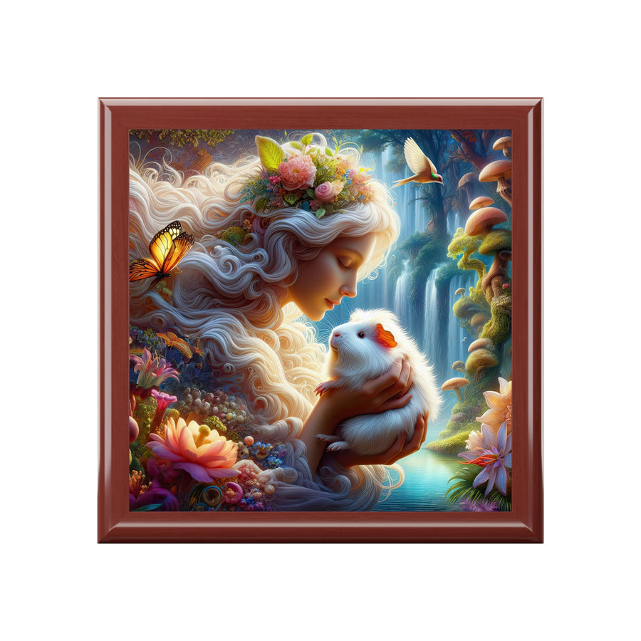 The Whispering Cavy Goddess Guinea Pig Jewelry Box in Red Mahogany