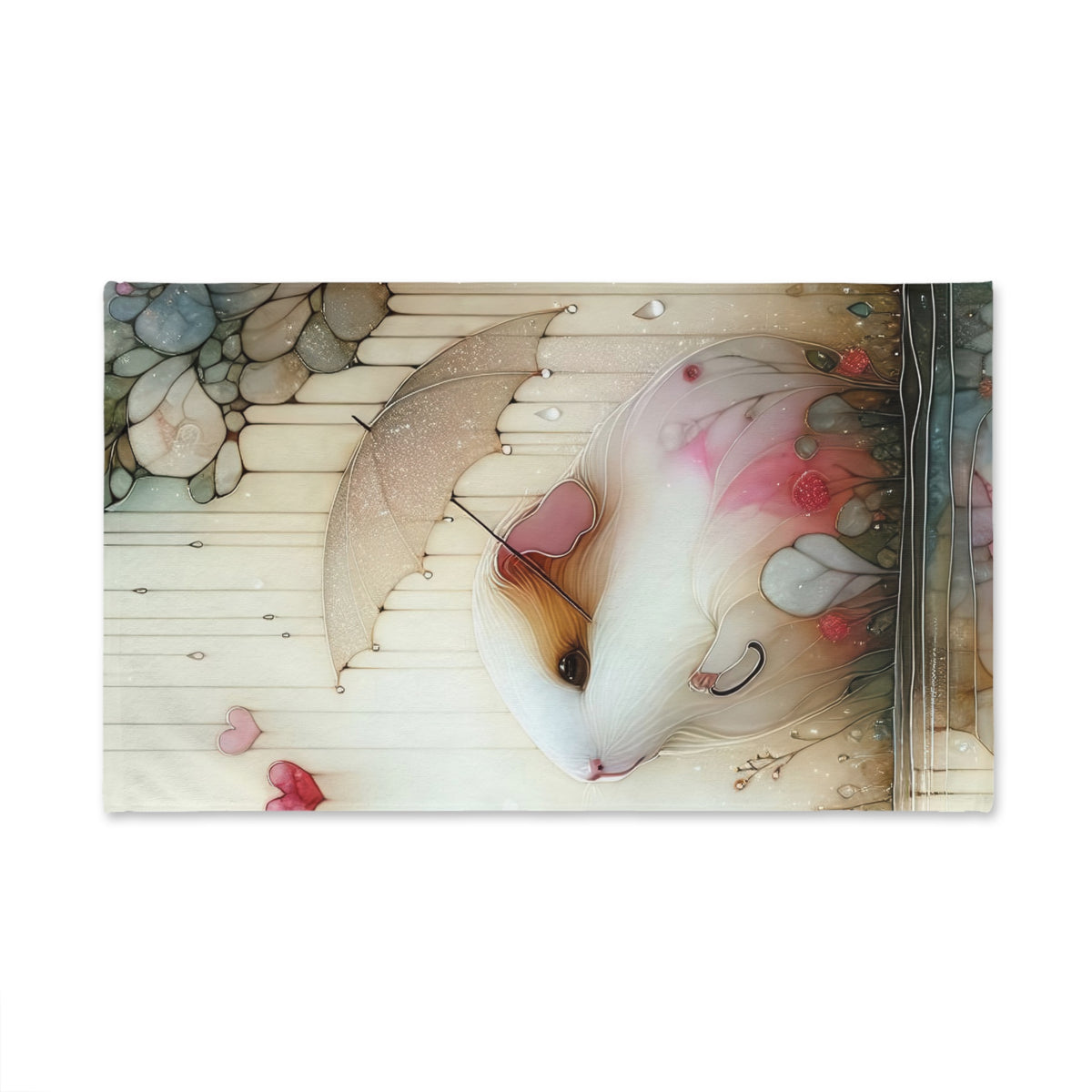Cute Guinea Pig Hand Towel with Umbrella Design - Perfect for Animal Lovers and Home Decor